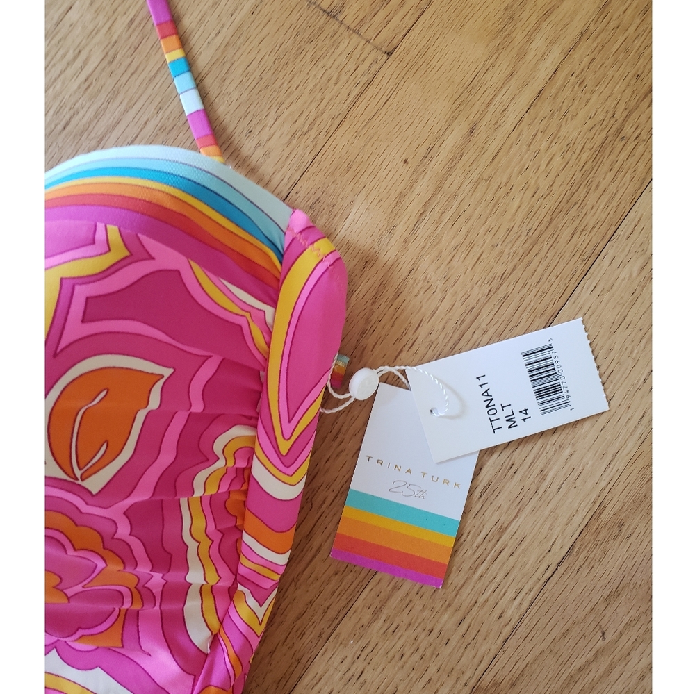 NWT Trina Turk Morning Sunrise Bandeau SwimSuit - Picture 4 of 14
